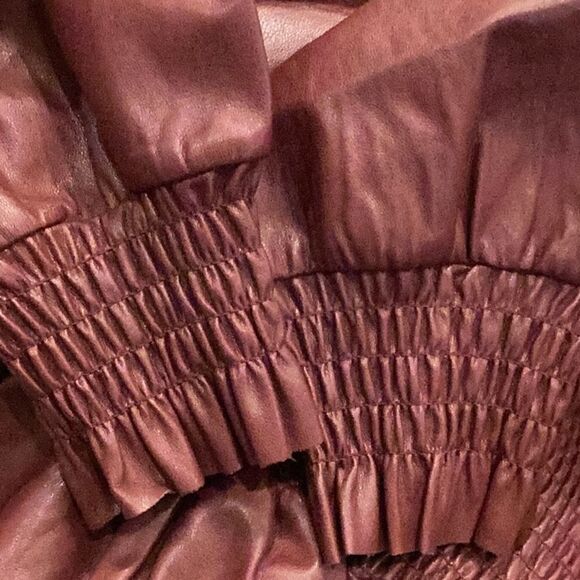 NWT 7 For All Mankind Vegan Faux Leather Smocked Dress Small Victorian Small - Picture 13 of 13